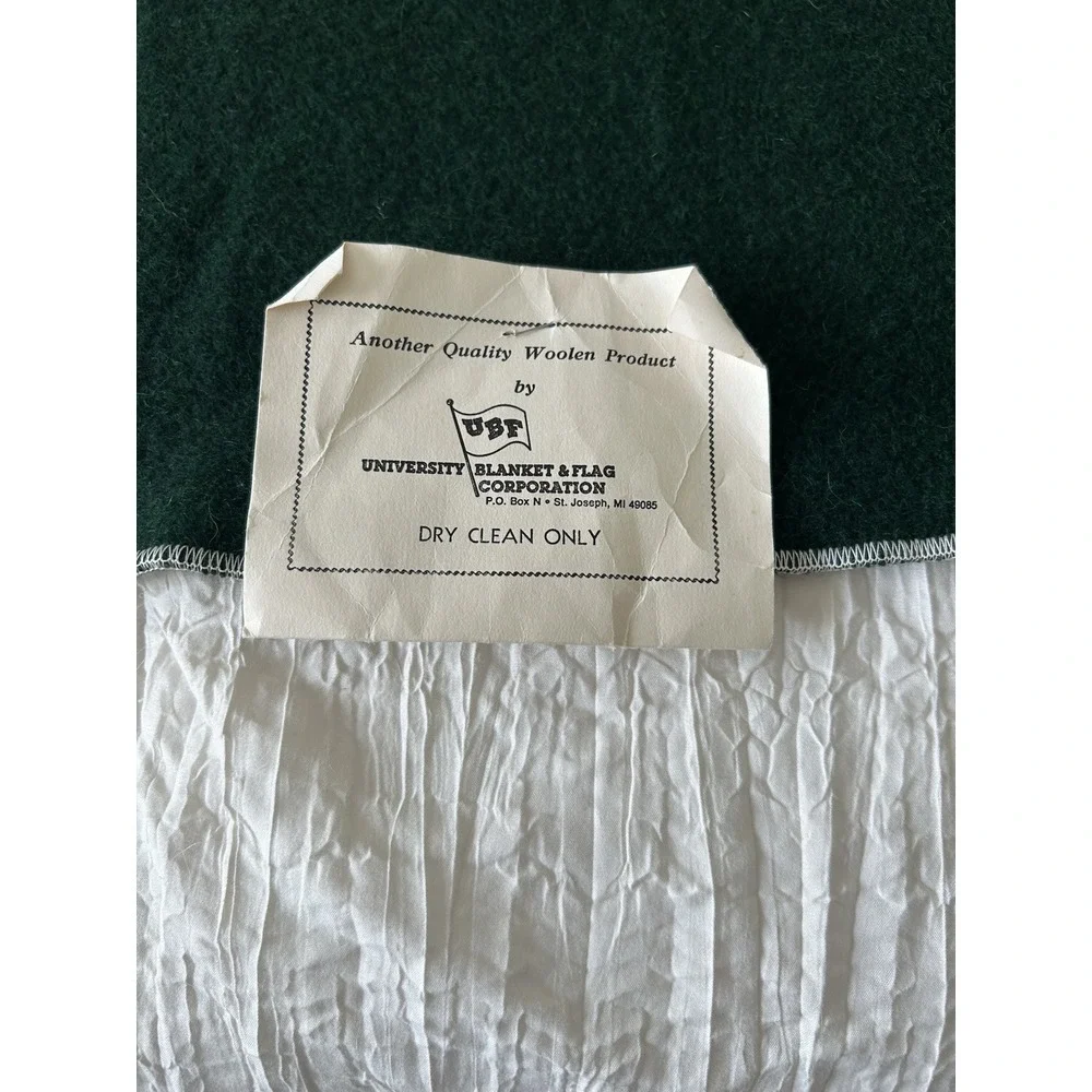 Vintage MSU MICHIGAN STATE SPARTANS UNIVERSITY STADIUM WOOL‎ BLANKET Huge! NEW